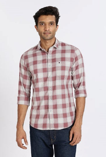 Light Pink Checked Casual Shirt