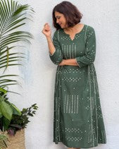 Olive Meadow Rayon Kurti