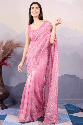 Rose Blush Georgette Saree