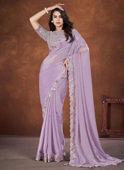 Lilac Bloom Designer Saree