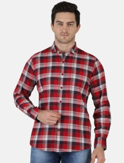 Red & Blue Checked Casual Shirt