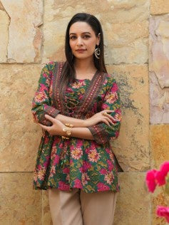 Blossom Garden Printed Peplum Top